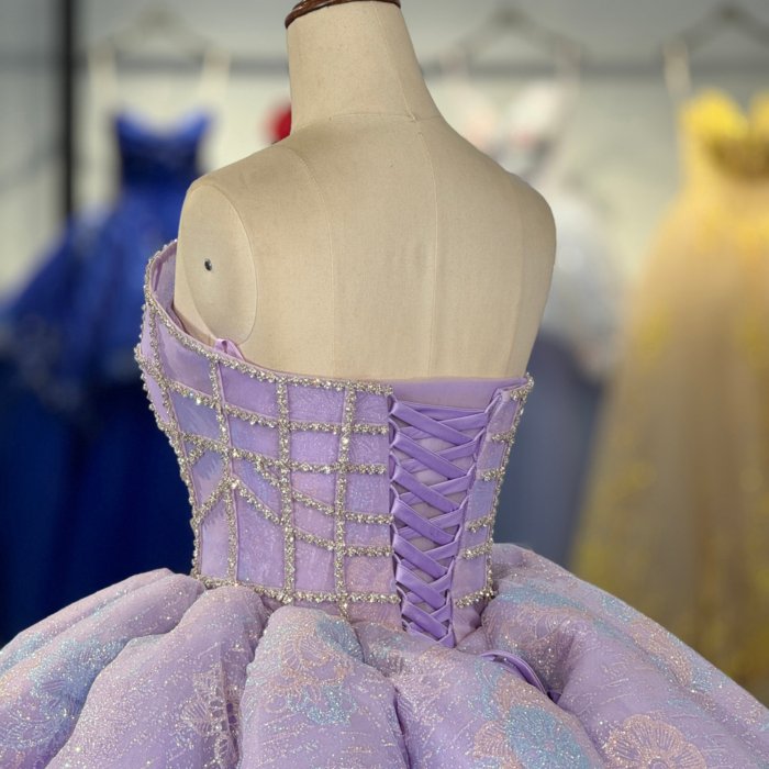 2025 Lilac Quinceanera Dress Sweet 15 Purple Quinceañera Flowers Vestidos De 15 Años Sequined Beading Lace Evening Party Dress 6914 - Image 4