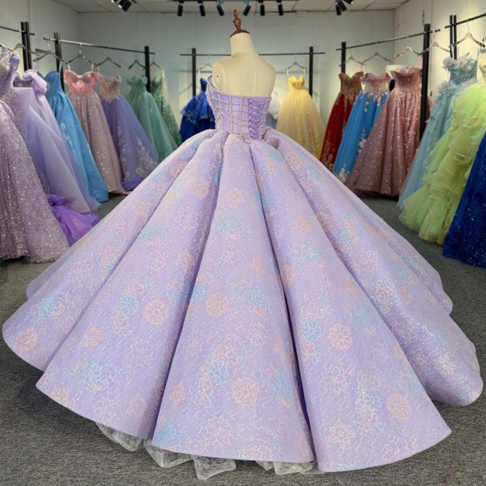 2025 Lilac Quinceanera Dress Sweet 15 Purple Quinceañera Flowers Vestidos De 15 Años Sequined Beading Lace Evening Party Dress 6914 - Image 6