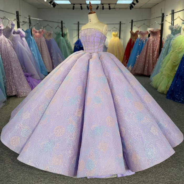 2025 Lilac Quinceanera Dress Sweet 15 Purple Quinceañera Flowers Vestidos De 15 Años Sequined Beading Lace Evening Party Dress 6914 - Image 5