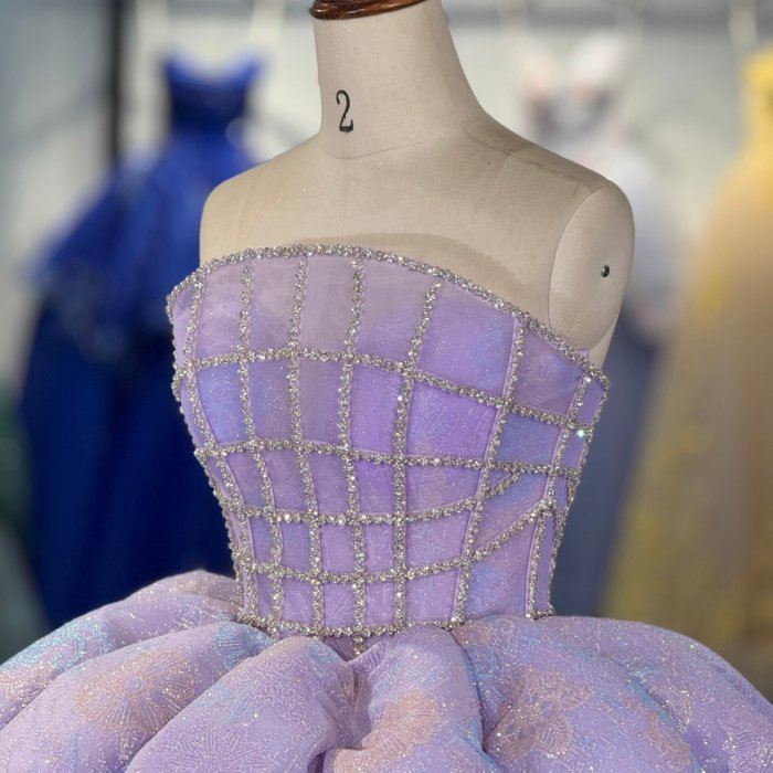 2025 Lilac Quinceanera Dress Sweet 15 Purple Quinceañera Flowers Vestidos De 15 Años Sequined Beading Lace Evening Party Dress 6914 - Image 3