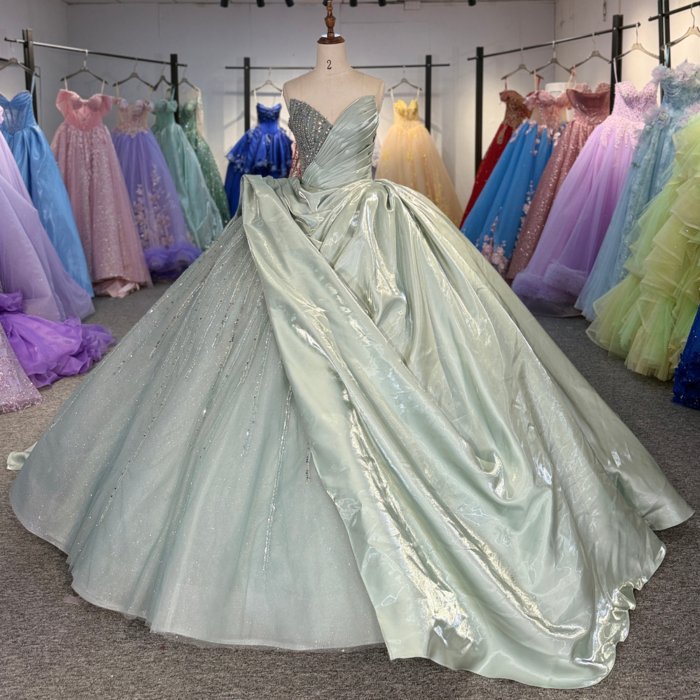 2025 Sage Green Quinceanera Dress Sweet 15 Quinceañera Flowers Vestidos De 15 Años Sequined Beading Lace Evening Party Dress 6915
