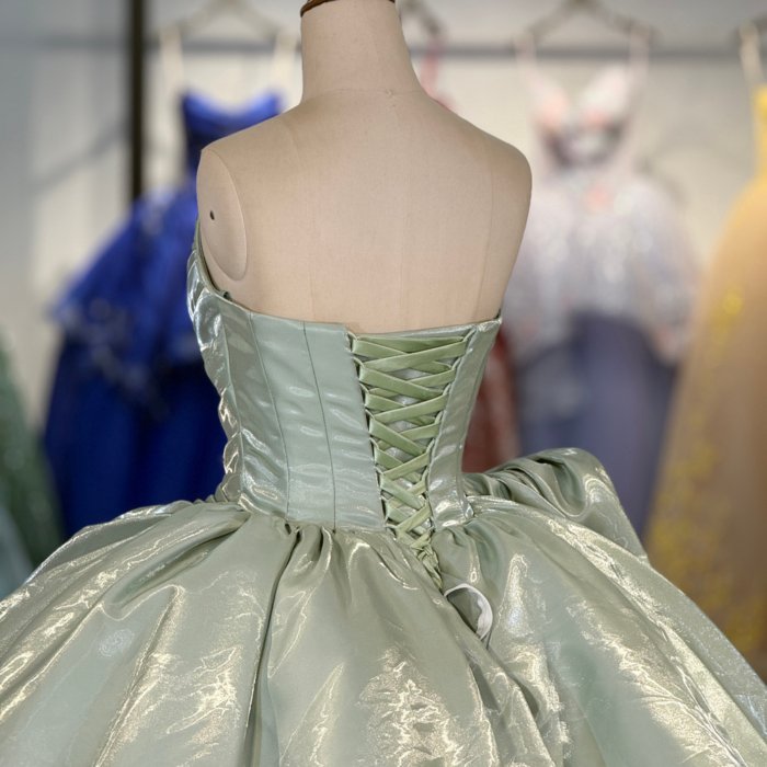 2025 Sage Green Quinceanera Dress Sweet 15 Quinceañera Flowers Vestidos De 15 Años Sequined Beading Lace Evening Party Dress 6915 - Image 4