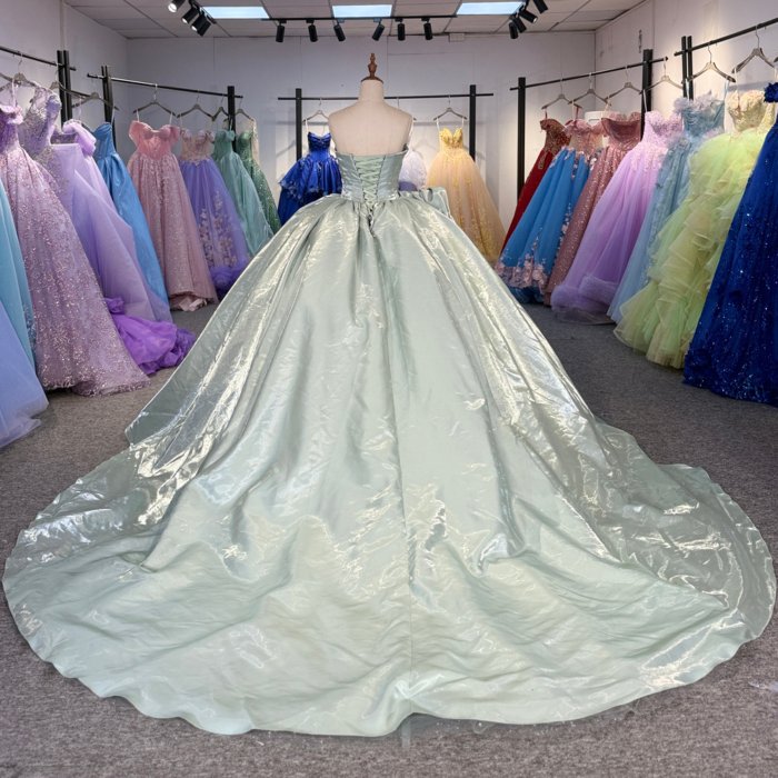 2025 Sage Green Quinceanera Dress Sweet 15 Quinceañera Flowers Vestidos De 15 Años Sequined Beading Lace Evening Party Dress 6915 - Image 2
