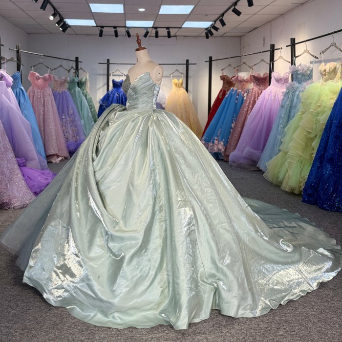 2025 Sage Green Quinceanera Dress Sweet 15 Quinceañera Flowers Vestidos De 15 Años Sequined Beading Lace Evening Party Dress 6915 - Image 5