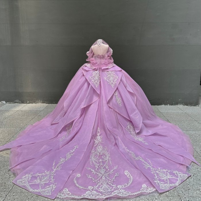 2025 Purple Quinceanera Dress Strapless Sweet 15 Quinceañera Flowers Vestidos De 15 Años Sequined Beading Lace Evening Party Dress MW62 - Image 2
