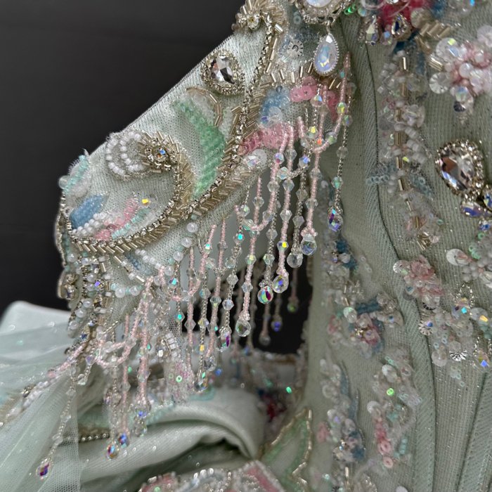 2025 Sage Green Luxury Quinceanera Dress Sweet 15 Quinceañera Flowers Vestidos De 15 Años Sequined Beading Lace Evening Party Dress MW66 (Customer Link - 50% Deposit) - Image 5