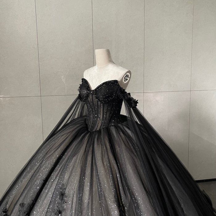 2025 Black Quinceanera Dress Sweet 15 Quinceañera Flowers Vestidos De 15 Años Sequined Beading Lace Evening Party Dress MW74 - Image 6
