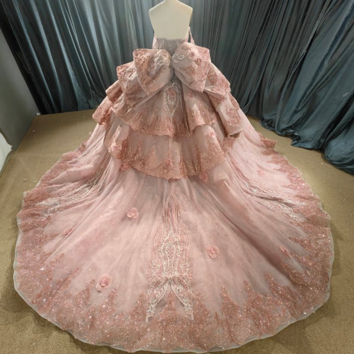 2025 Pink Quinceanera Dress Sweet 15 Quinceañera Flowers Vestidos De 15 Años Sequined Beading Lace Luxury Evening Party Dress MCBB04 - Image 2
