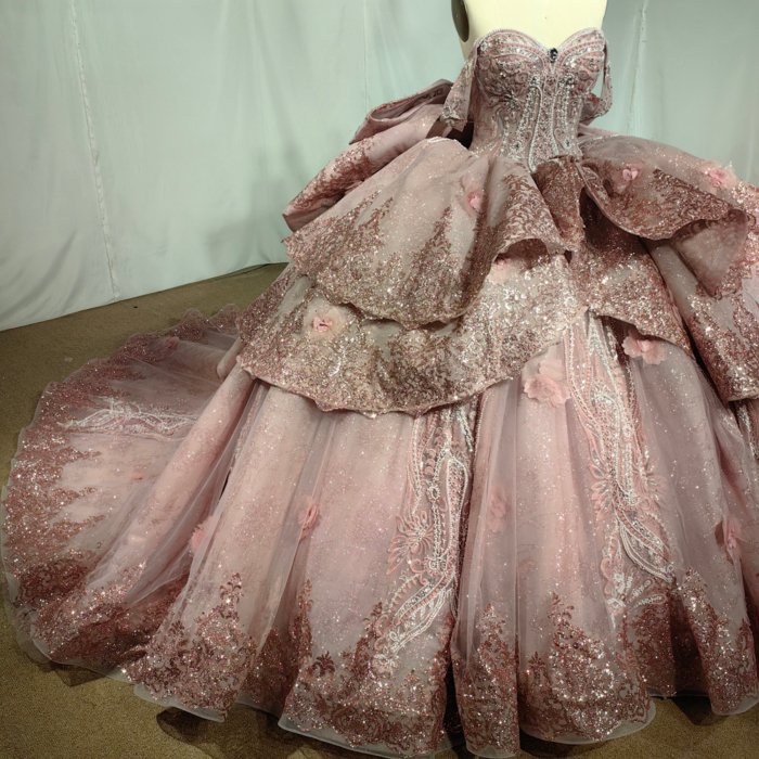 2025 Pink Quinceanera Dress Sweet 15 Quinceañera Flowers Vestidos De 15 Años Sequined Beading Lace Luxury Evening Party Dress MCBB04 - Image 5