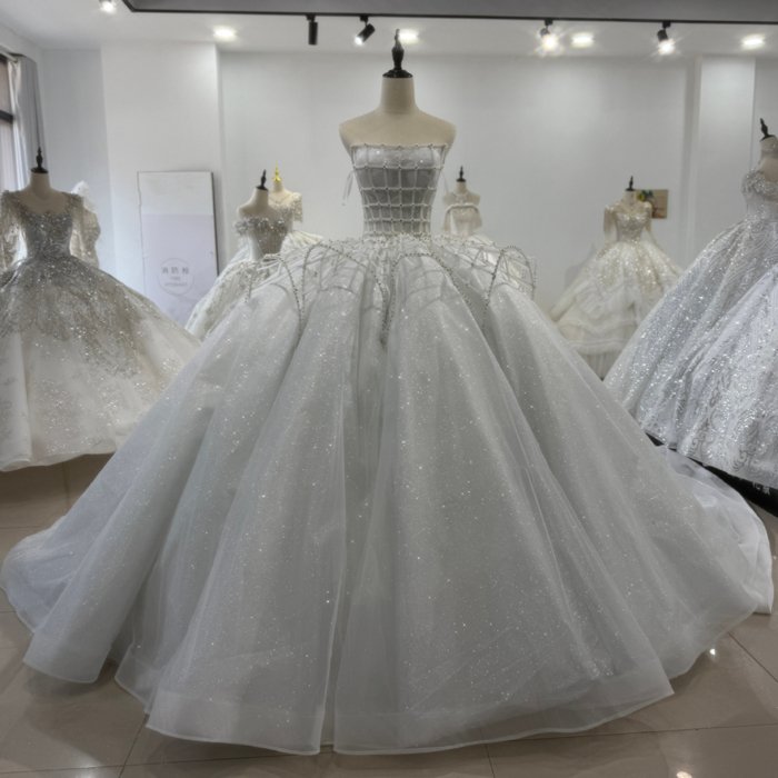 2025 Wedding Dress Strapless Fashion Elegant Bridal Gown Flowers Vestidos De Novias Sequined Beading Lace Evening Party Dress XS179