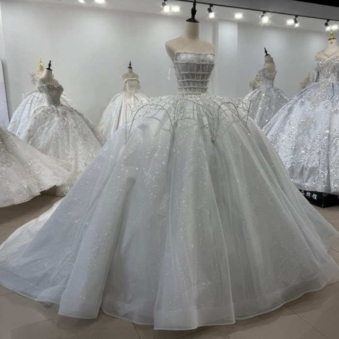 2025 Wedding Dress Strapless Fashion Elegant Bridal Gown Flowers Vestidos De Novias Sequined Beading Lace Evening Party Dress XS179 - Image 6