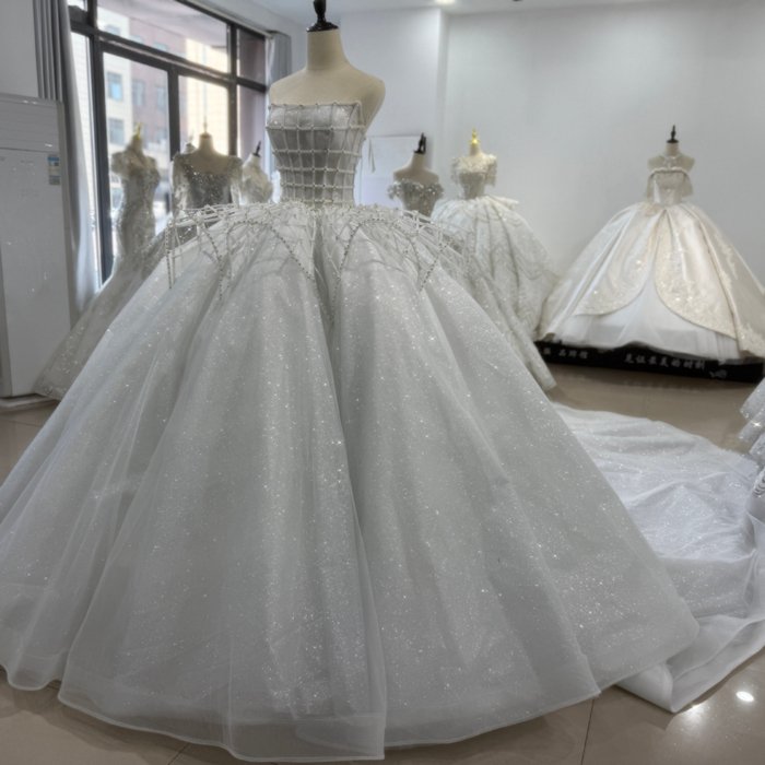 2025 Wedding Dress Strapless Fashion Elegant Bridal Gown Flowers Vestidos De Novias Sequined Beading Lace Evening Party Dress XS179 - Image 5