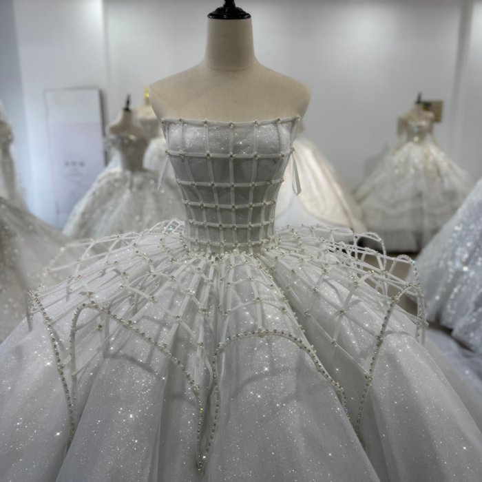 2025 Wedding Dress Strapless Fashion Elegant Bridal Gown Flowers Vestidos De Novias Sequined Beading Lace Evening Party Dress XS179 - Image 3