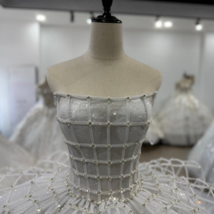 2025 Wedding Dress Strapless Fashion Elegant Bridal Gown Flowers Vestidos De Novias Sequined Beading Lace Evening Party Dress XS179 - Image 4