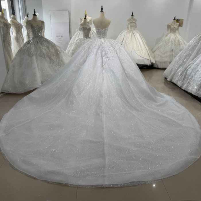 2025 Wedding Dress Strapless Fashion Elegant Bridal Gown Flowers Vestidos De Novias Sequined Beading Lace Evening Party Dress XS179 - Image 2