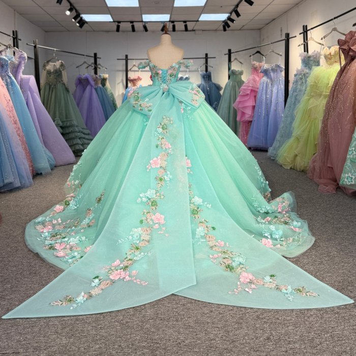 2025 Green Quinceanera Dress Sweet 15 Quinceañera Flowers Vestidos De 15 Años Sequined Beading Lace Evening Party Dress 1229 - Image 2