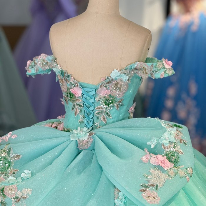 2025 Green Quinceanera Dress Sweet 15 Quinceañera Flowers Vestidos De 15 Años Sequined Beading Lace Evening Party Dress 1229 - Image 4