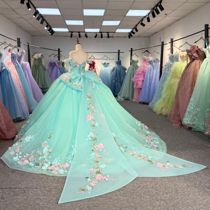 2025 Green Quinceanera Dress Sweet 15 Quinceañera Flowers Vestidos De 15 Años Sequined Beading Lace Evening Party Dress 1229 - Image 6