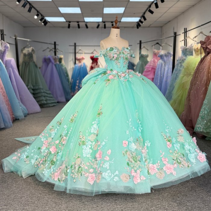 2025 Green Quinceanera Dress Sweet 15 Quinceañera Flowers Vestidos De 15 Años Sequined Beading Lace Evening Party Dress 1229 - Image 5