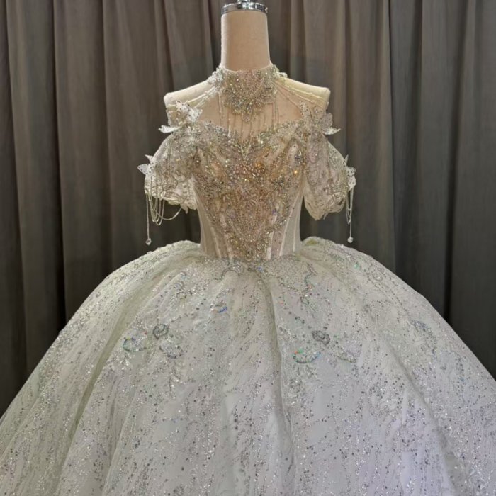 2025 Ball Gown Wedding Dress Elegant Bridal Gown Flowers Vestidos De Novias Sequined Beading Lace Evening Party Dress OY13 - Image 3