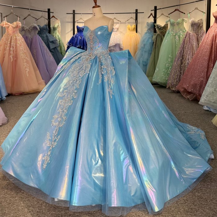2025 Blue Quinceanera Dress Sweet 15 Quinceañera Flowers Colorful Azul Vestidos De 15 Años Sequined Beading Lace Evening Party Dress 1371 - Image 5