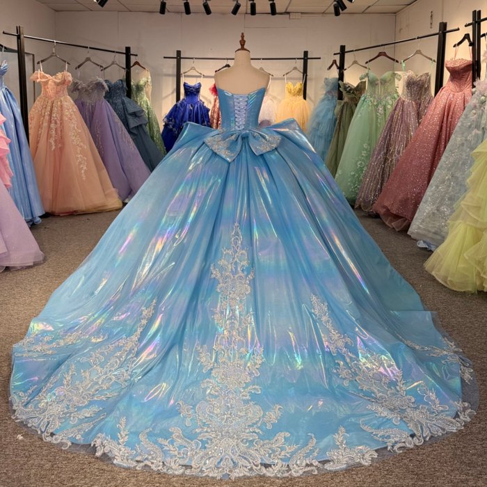 2025 Blue Quinceanera Dress Sweet 15 Quinceañera Flowers Colorful Azul Vestidos De 15 Años Sequined Beading Lace Evening Party Dress 1371 - Image 2