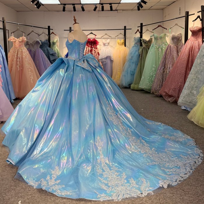 2025 Blue Quinceanera Dress Sweet 15 Quinceañera Flowers Colorful Azul Vestidos De 15 Años Sequined Beading Lace Evening Party Dress 1371 - Image 6