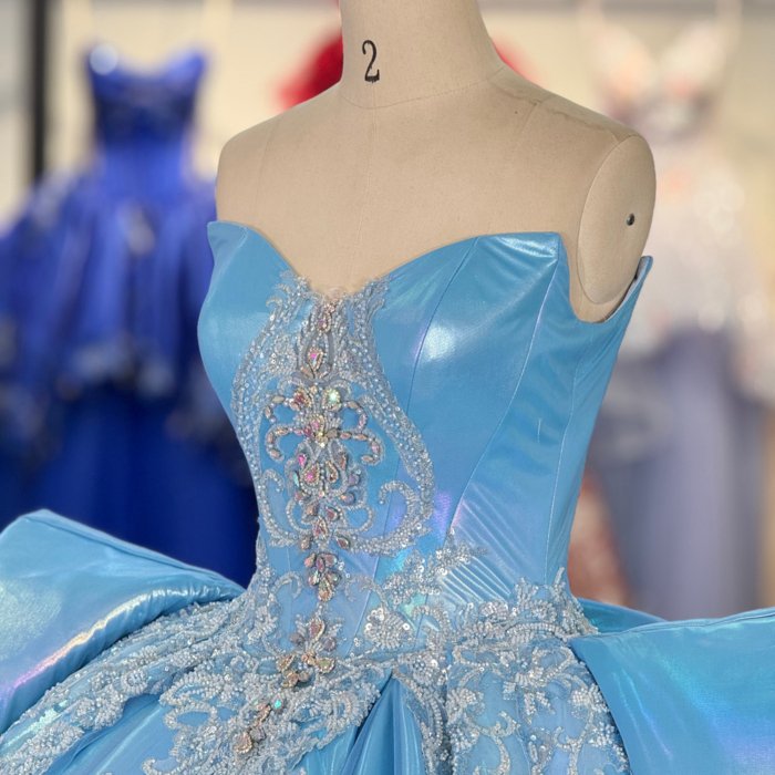 2025 Blue Quinceanera Dress Sweet 15 Quinceañera Flowers Colorful Azul Vestidos De 15 Años Sequined Beading Lace Evening Party Dress 1371 - Image 3