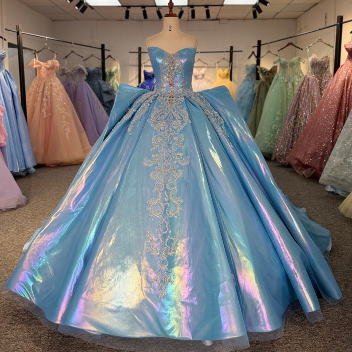 2025 Blue Quinceanera Dress Sweet 15 Quinceañera Flowers Colorful Azul Vestidos De 15 Años Sequined Beading Lace Evening Party Dress 1371