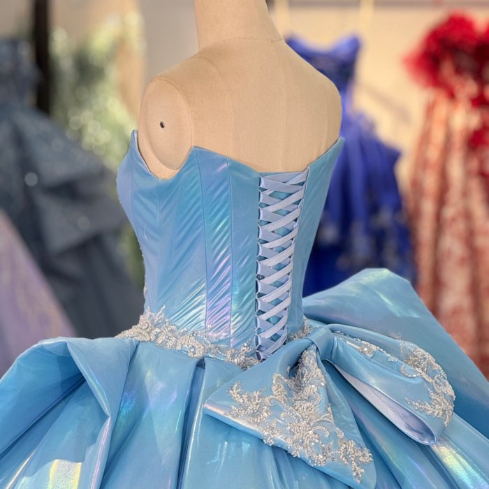2025 Blue Quinceanera Dress Sweet 15 Quinceañera Flowers Colorful Azul Vestidos De 15 Años Sequined Beading Lace Evening Party Dress 1371 - Image 4