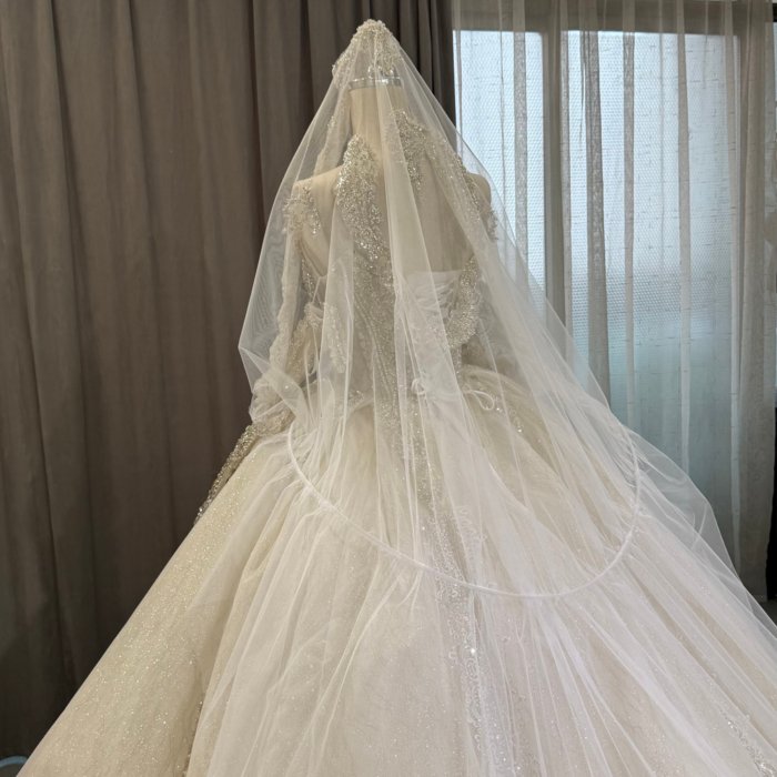 2025 Wedding Dress Elegant Bridal Gown Flowers Vestidos De Novias Sequined Beading Lace Evening Party Dress With Veil OY16 - Image 2