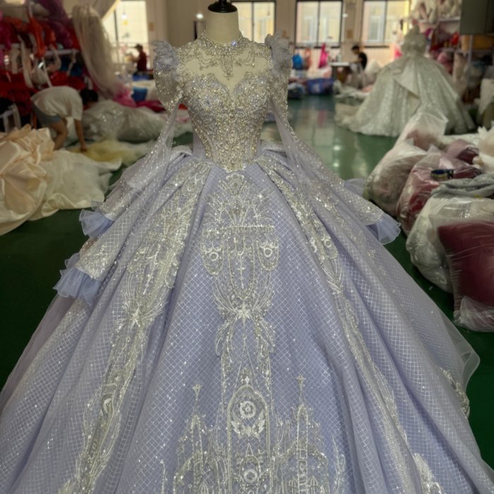 2025 Quinceanera Dress Long Sleeves High Neck Sweet 15 Quinceañera Flowers Vestidos De 15 Años Sequined Beading Lace Evening Party Dress XS190 - Image 3
