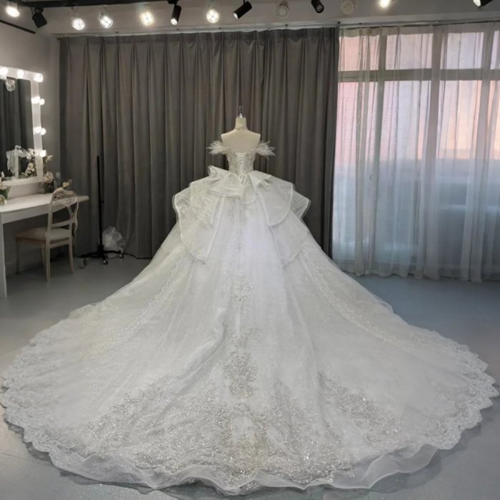 2025 Luxury Wedding Dress Elegant Bridal Gown Flowers Vestidos De Novias Sequined Beading Lace Evening Party Dress OY19 - Image 2