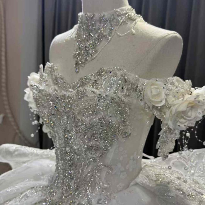2025 Luxury Wedding Dress Elegant Bridal Gown Flowers Vestidos De Novias Sequined Beading Lace Off Shoulder Party Dress OY02 - Image 3