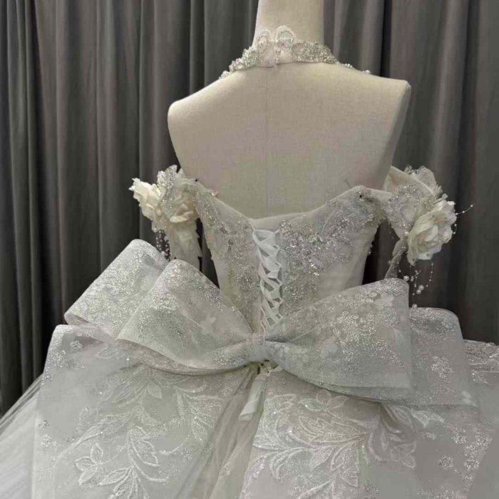 2025 Luxury Wedding Dress Elegant Bridal Gown Flowers Vestidos De Novias Sequined Beading Lace Off Shoulder Party Dress OY02 - Image 4