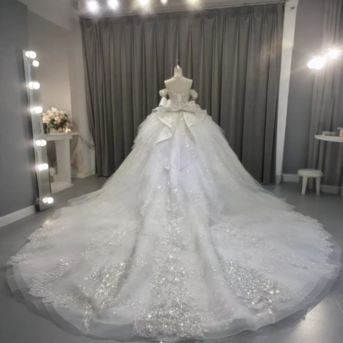 2025 Luxury Wedding Dress Elegant Bridal Gown Flowers Vestidos De Novias Sequined Beading Lace Off Shoulder Party Dress OY02 - Image 2