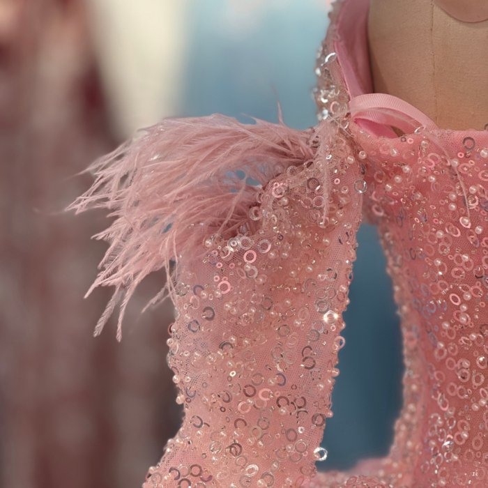 2025 Pink Quinceanera Dress Long Sleeves Sweet 15 Quinceañera Flowers Vestidos De 15 Años Sequined Beading Lace Evening Party Dress 20293 - Image 8