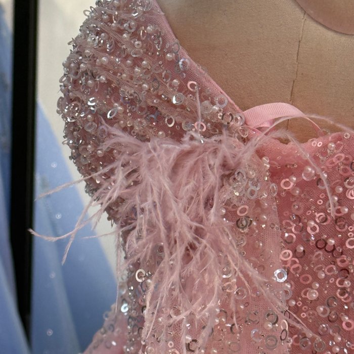 2025 Pink Quinceanera Dress Long Sleeves Sweet 15 Quinceañera Flowers Vestidos De 15 Años Sequined Beading Lace Evening Party Dress 20293 - Image 7