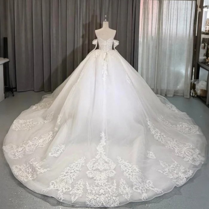2025 Wedding Dress Elegant Bridal Gown Flowers Vestidos De Novias Sequined Long Sleeves Beading Lace Evening Party Dress OY21 - Image 2