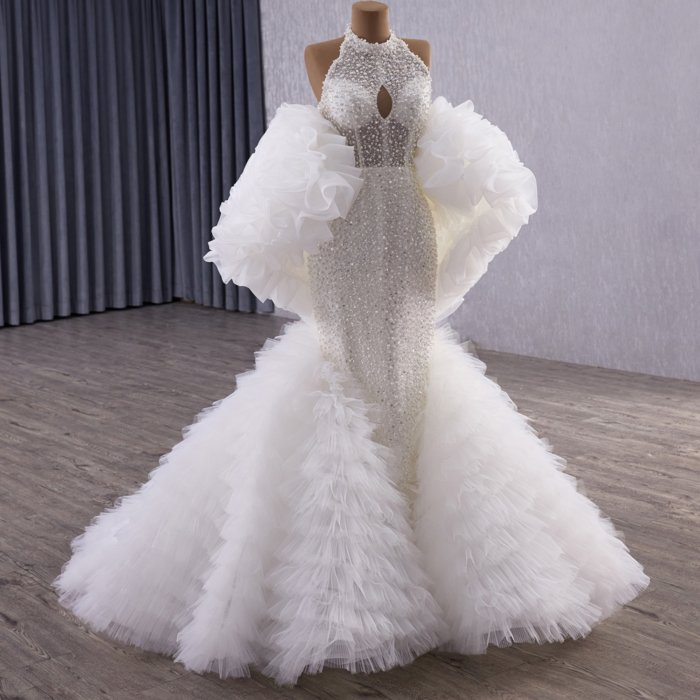 2025 Mermaid Wedding Dress Elegant Bridal Gown Flowers Vestidos De Novias Sequined Beading Lace Evening Party Dress 251079 - Image 6