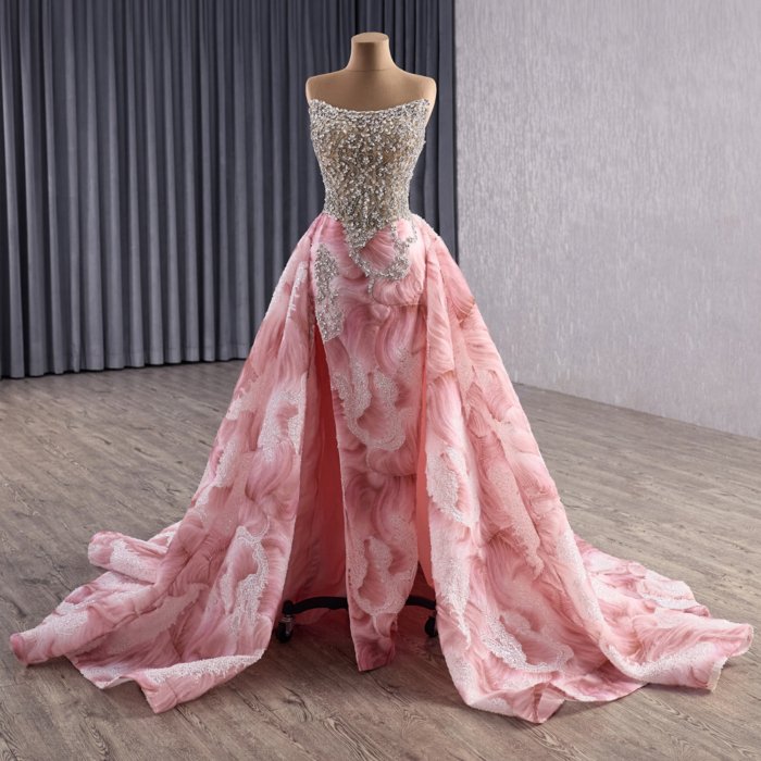 2025 Pink Mermaid Evening Dress Elegant Flowers Vestidos De Fiesta Sequined Beading Lace Evening Party Dress 251080