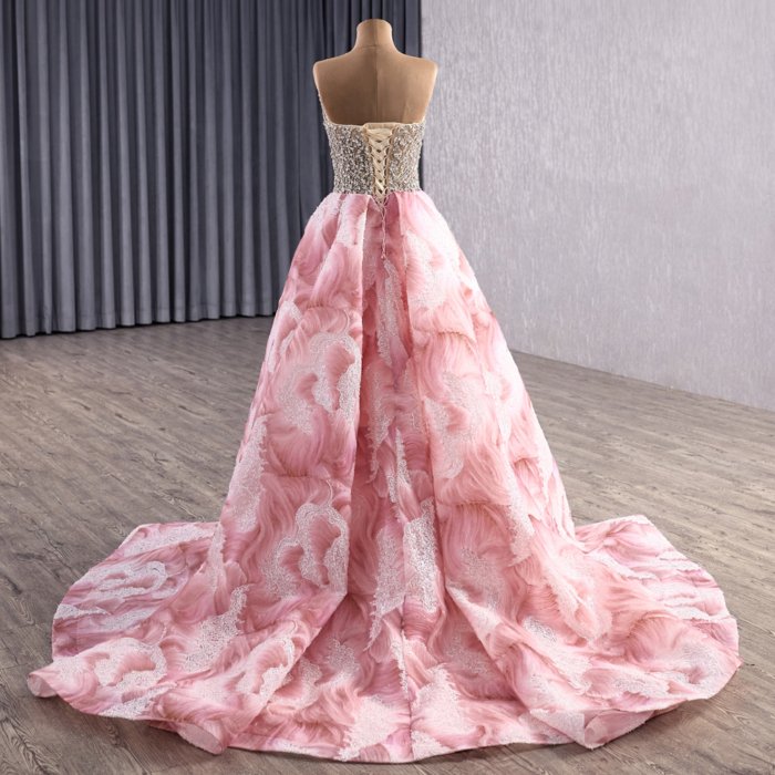 2025 Pink Mermaid Evening Dress Elegant Flowers Vestidos De Fiesta Sequined Beading Lace Evening Party Dress 251080 - Image 2