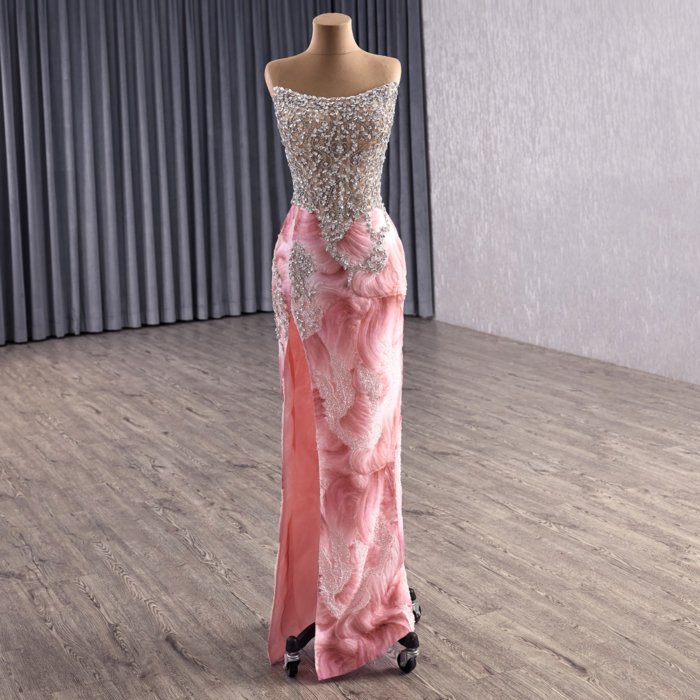 2025 Pink Mermaid Evening Dress Elegant Flowers Vestidos De Fiesta Sequined Beading Lace Evening Party Dress 251080 - Image 3