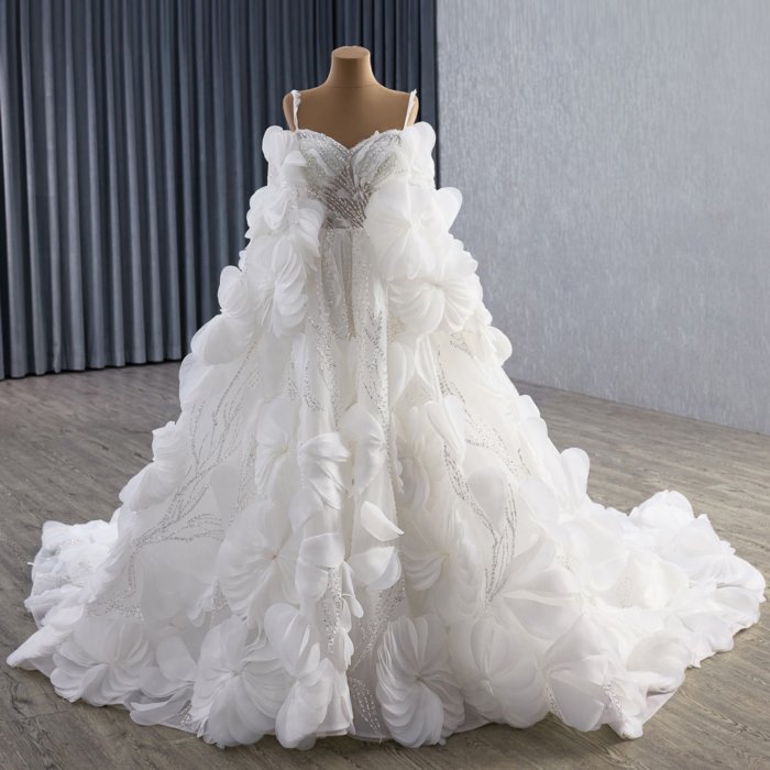 2025 2in 1 Wedding Dress Elegant Bridal Gown Flowers Vestidos De Novias Sequined Beading Lace Evening Party Dress 251081