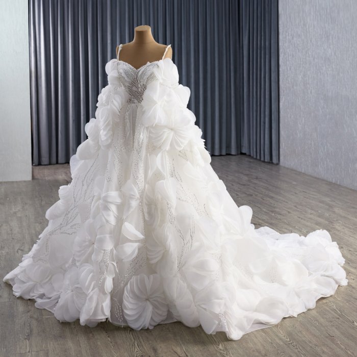 2025 2in 1 Wedding Dress Elegant Bridal Gown Flowers Vestidos De Novias Sequined Beading Lace Evening Party Dress 251081 - Image 6
