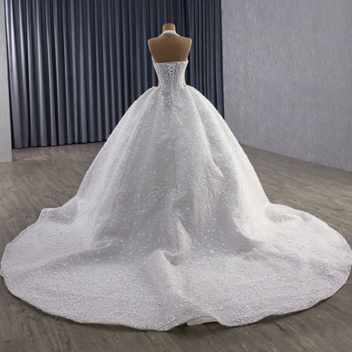 2025 Halter Wedding Dress Elegant Bridal Gown Flowers Vestidos De Novias Sequined Beading Lace Evening Party Dress 251085 - Image 2