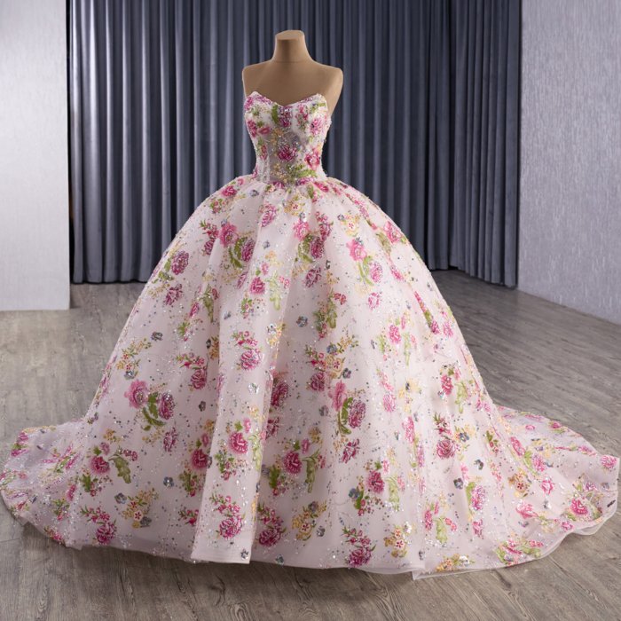 2025 Pink Quinceanera Dress Sweet 15 Quinceañera Flowers Vestidos De 15 Años Sequined Beading Lace Evening Party Dress 251090 - Image 5