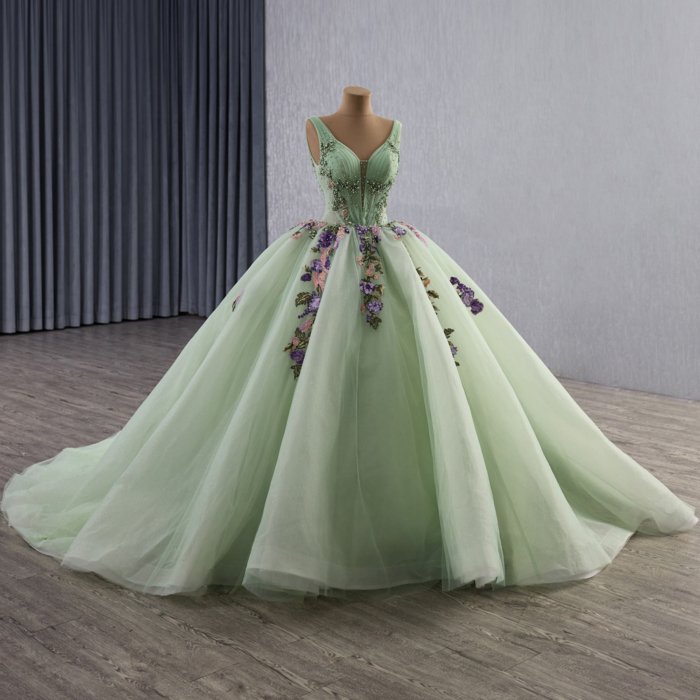 2025 Green Quinceanera Dress Sweet 15 Quinceañera Flowers Vestidos De 15 Años Sequined Beading Lace Evening Party Dress 251092 - Image 5