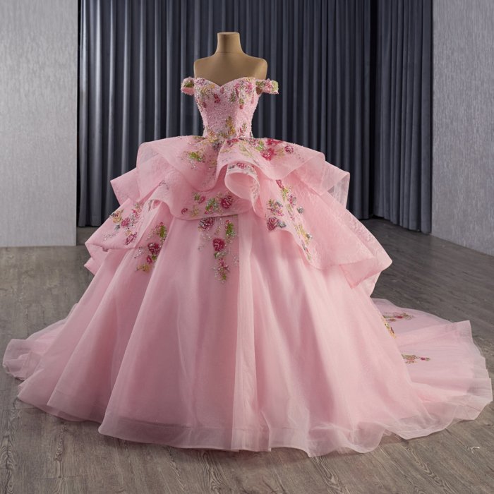 2025 Pink Quinceanera Dress Sweet 15 Quinceañera Flowers Vestidos De 15 Años Sequined Beading Lace Evening Party Dress 251100 - Image 5