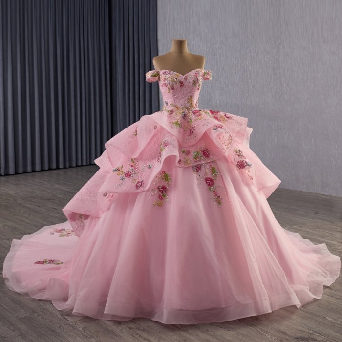 2025 Pink Quinceanera Dress Sweet 15 Quinceañera Flowers Vestidos De 15 Años Sequined Beading Lace Evening Party Dress 251100 - Image 7